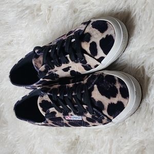 SUPERGA 2750 FANVELVETW Leopard Sneakers Unisex Men's 7 Women's 8.5